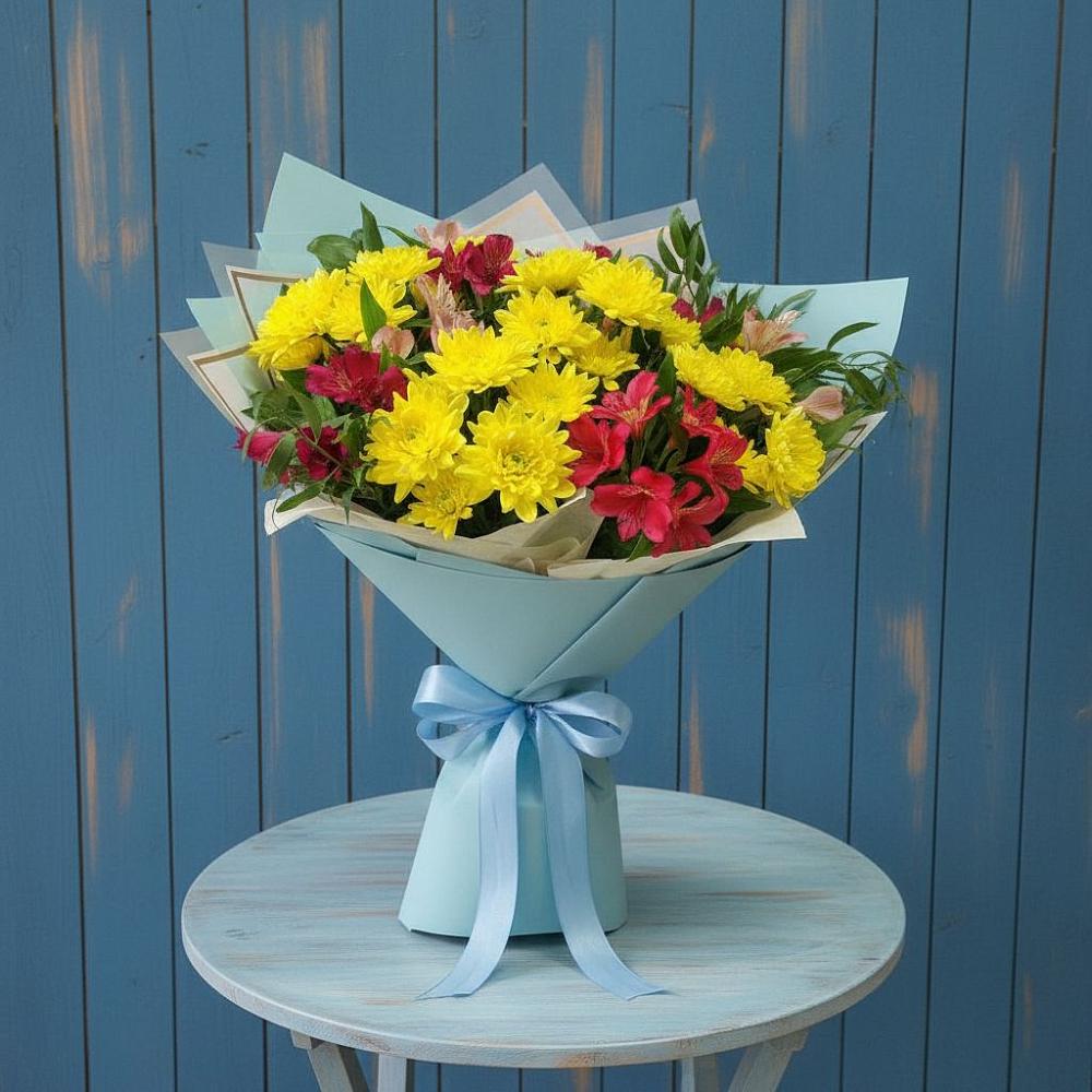 Букет цветов из: Альстромерии и Хризантемы в Парковом