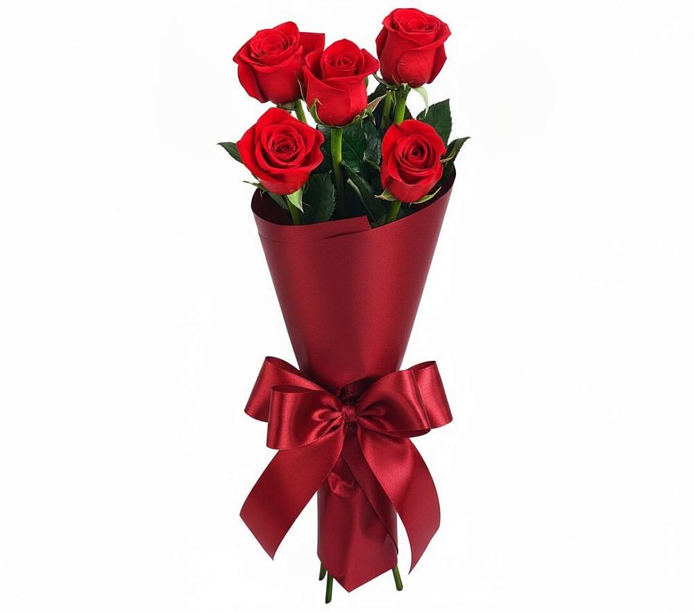 Букет 5 Красных роз Эдлесс Лав в Парковом