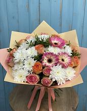 Букет цветов из:  Розы, Герберы и Хризантемы #REPLACE_PRED# Парковом