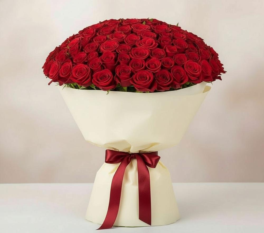 Букет 101 Красная роза Милано в Парковом