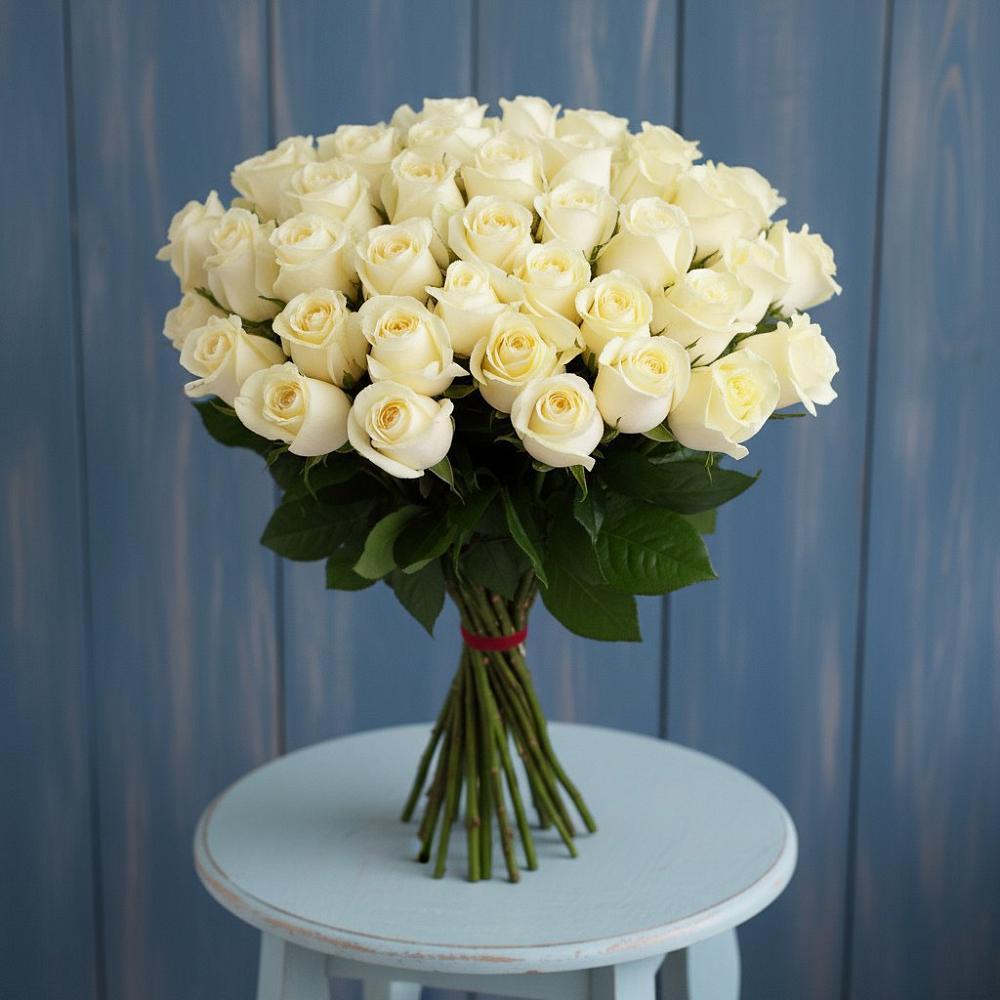 Букет 51 Белая роза Эдлесс Лав в Парковом