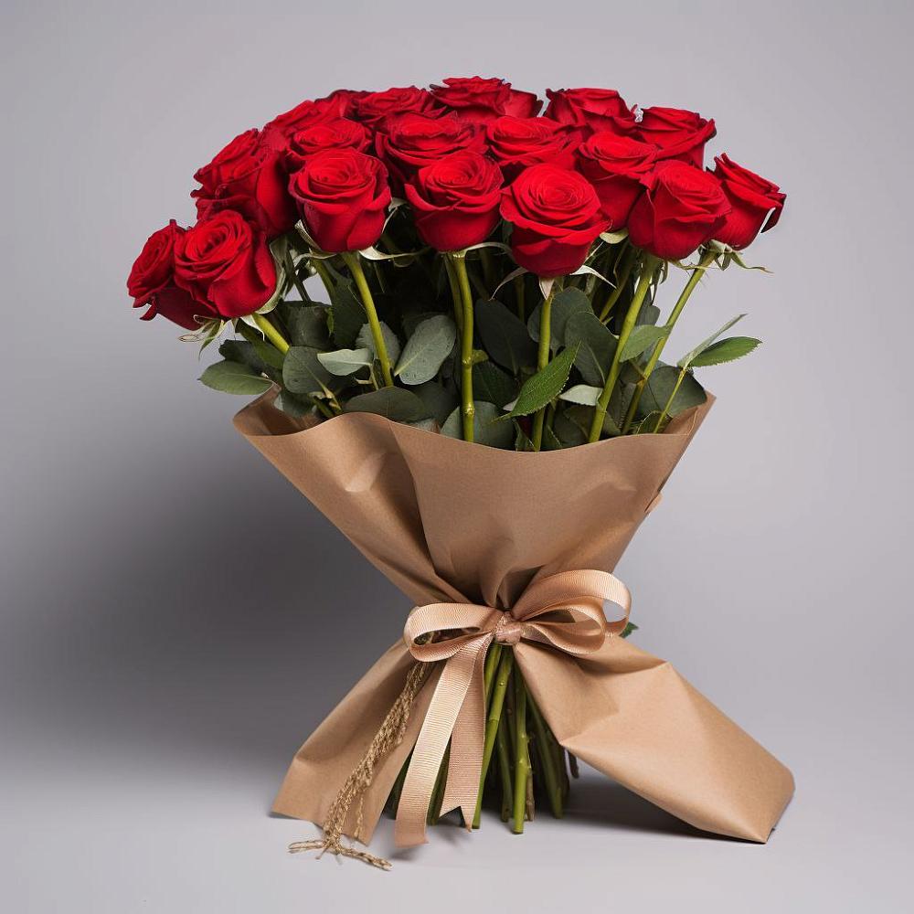 Букет 21 Красная роза Эдлесс Лав в Парковом