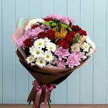 Букет цветов из:  Розы, Хризантемы и Альстромерии #REPLACE_PRED# Парковом