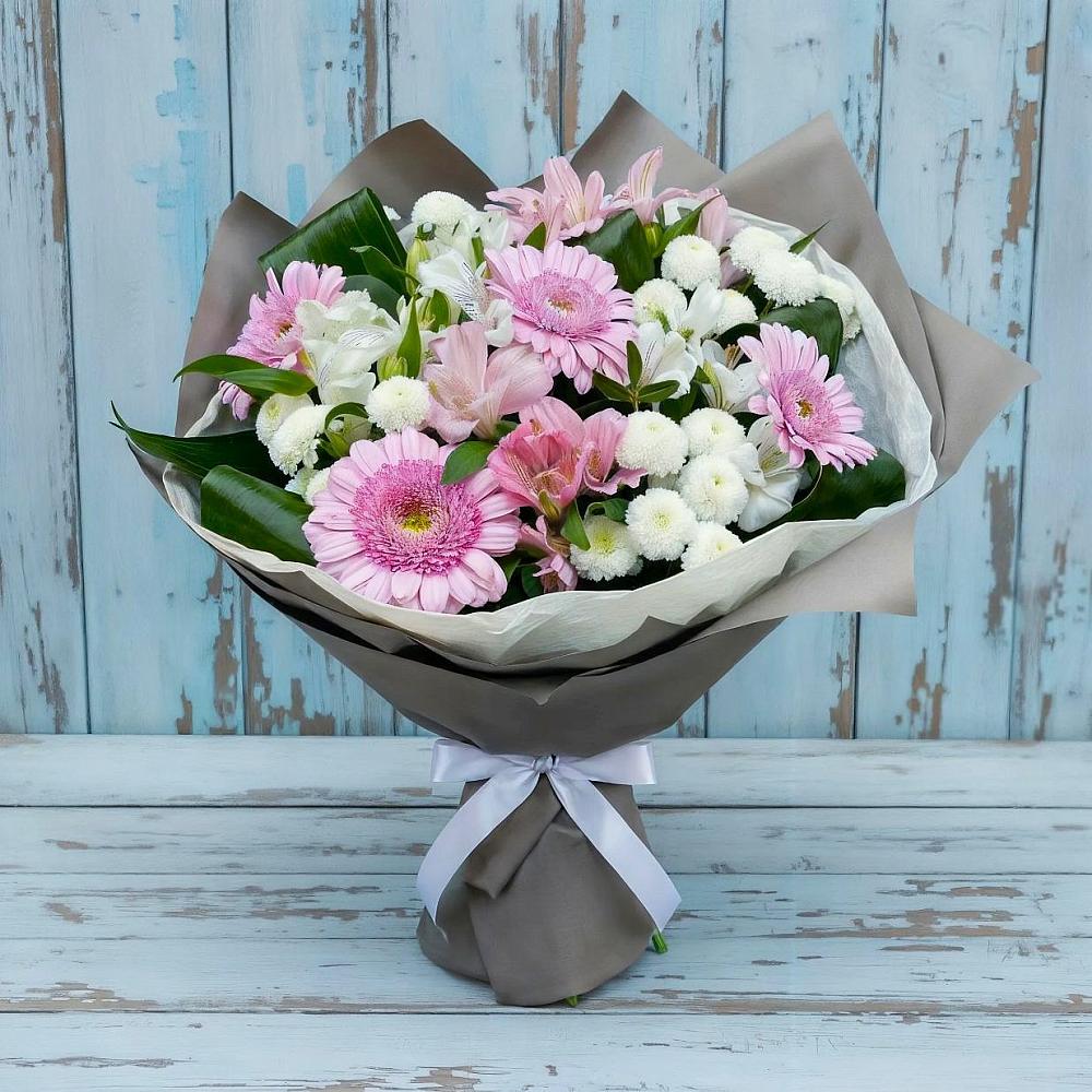 Букет цветов из: Герберы, Альстромерии и Хризантемы в Парковом