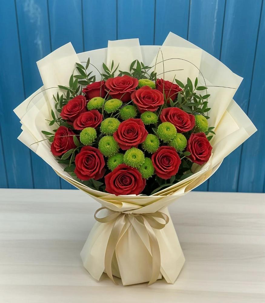 Букет цветов из: Розы и Хризантемы в Парковом